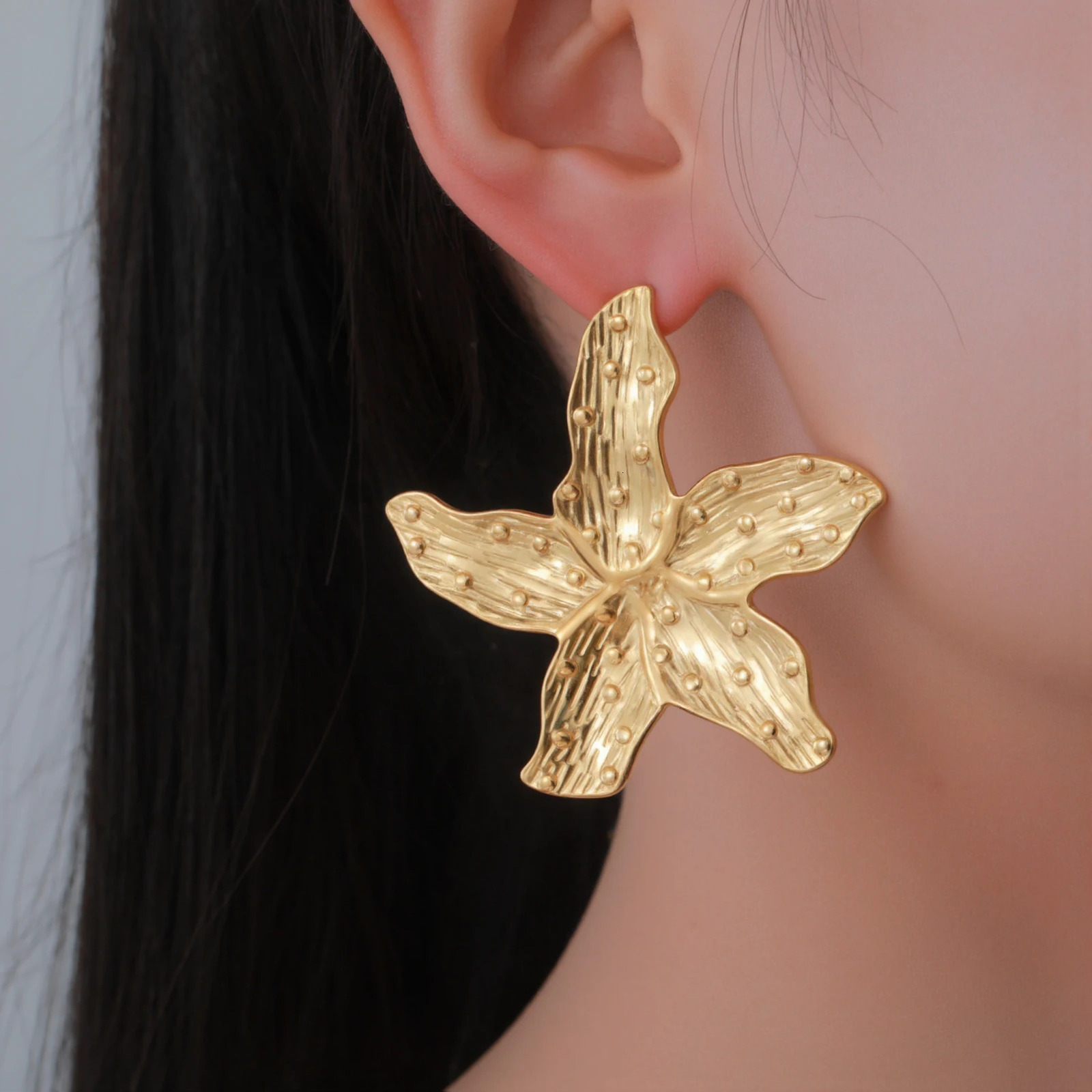 Cazador Exaggerate Big Starfish Earrings for Women Stainless Steel Gold Color Stud Earrings Trendy 2025 Jewelry Birthday Gifts 250812