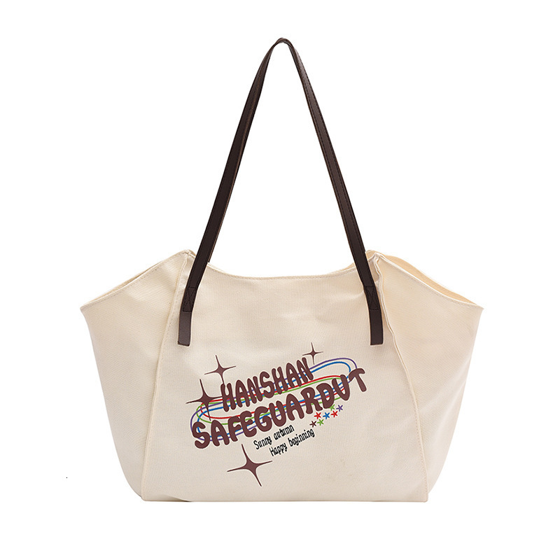 Autumn Tote Large Capacity Fashion Letter Shoulder Ins Trendy Versatile Personality Canvas Bag for Women