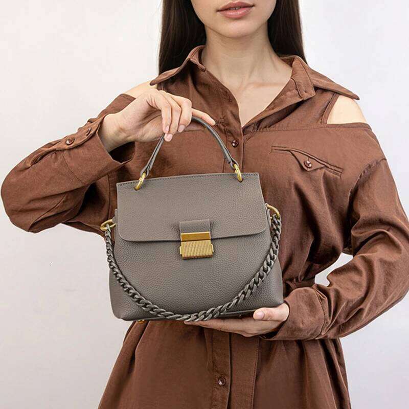 Designer Luxury Toptrends Real Genuine Leather Handbags For Women New Designer Top Handle Office Ladies Shoulder Crossbody Bags