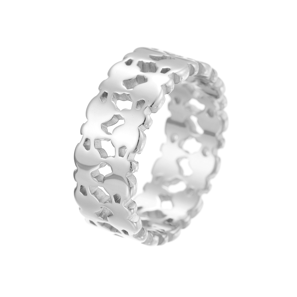 Hot Sale Fashion Women Men Silver Gold Bear Stainless Steel Hollow Open Round Rings Jewelry A Gift