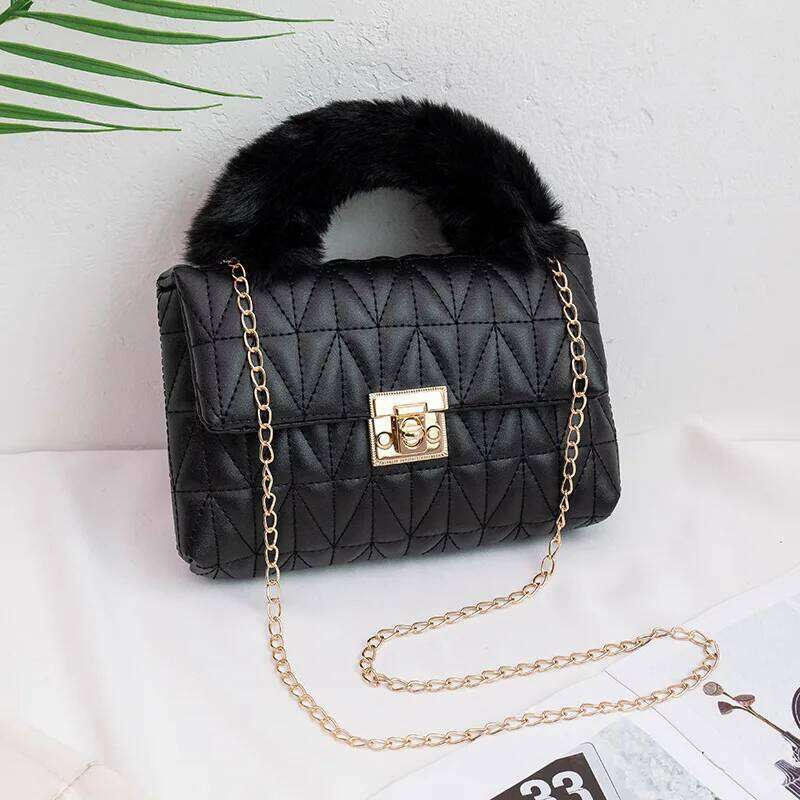 Autumn/Winter 2025 Plush Portable Square Bag Ladies Hand Bags Fresh And Sweet Cross-Border Fashion Small Handbag