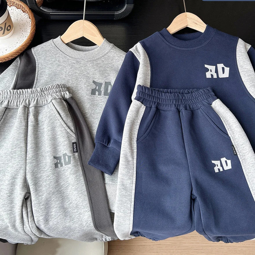 baby boys autumn sweatshirt sets round neck topElastic Waist pant toddler boys sets letter printed kids baby boys Two-piece set 250813