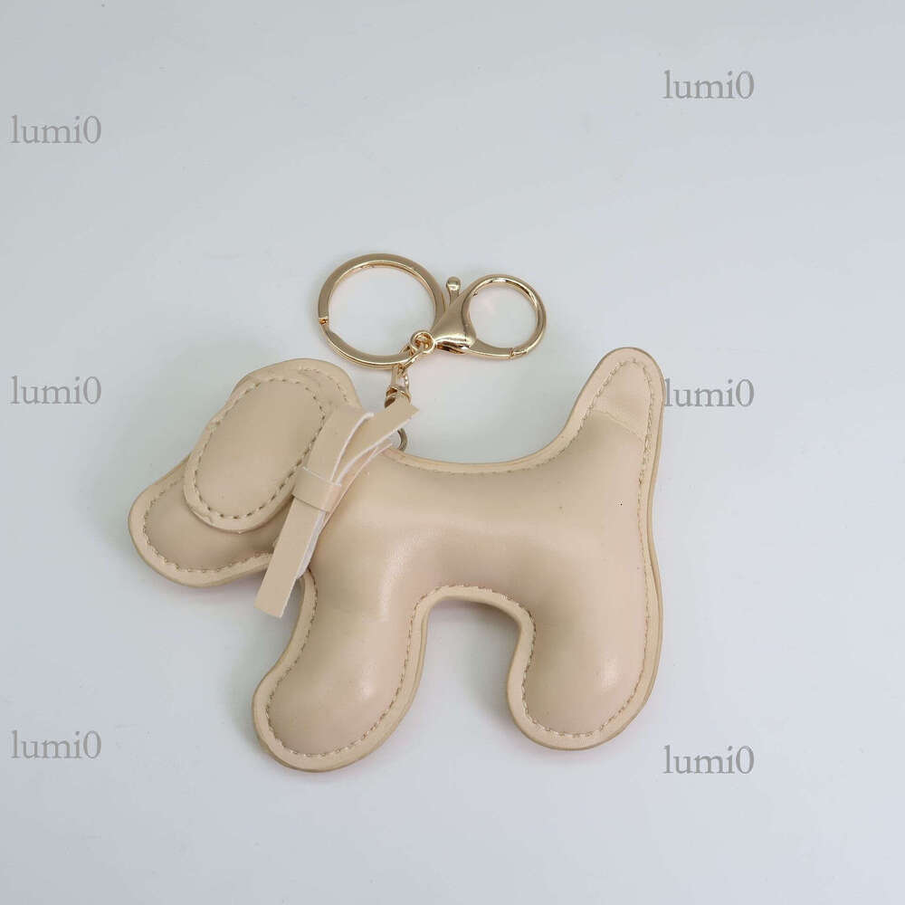 Cute Puppy PU Leather Oil Edge Big Decoration Creative Dog Keychain Bag Pendant