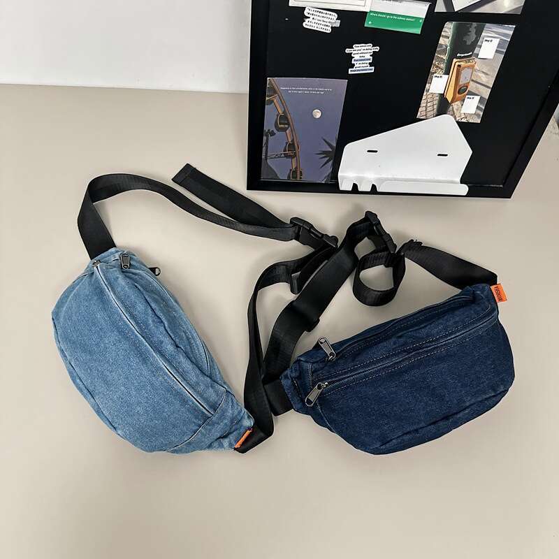 New Washed Denim Chest Women, Youth Waist Bag, Versatile Casual Sports Bags Designer Women Small Crossbody Bag for Men