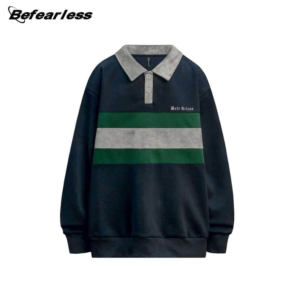 American Vintage Patchwork Sweatshirt Set Couple Trendy Loose Color-Block Sports Style Unisex Polo Shirt Jacket B5