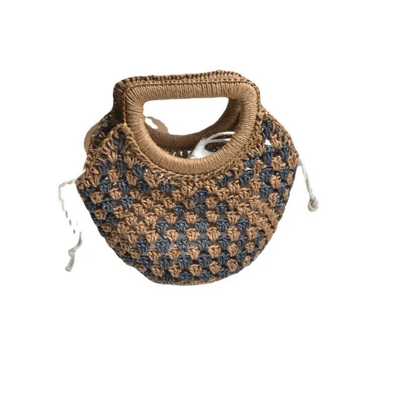 New Niche Design Retro Paper Rope Crochet Women's Straw Bag Bohemian Handmade Woven Tote Summer Beach Vacation Handbag Female high-quality