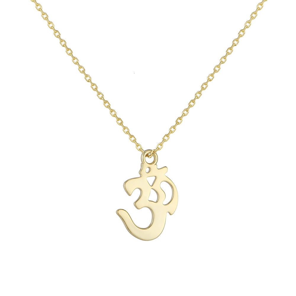 S Pure Sier Om Symbol Necklace for Women, Unique Trendy Creative Geometric Hollow Pendant Clavicle Chain
