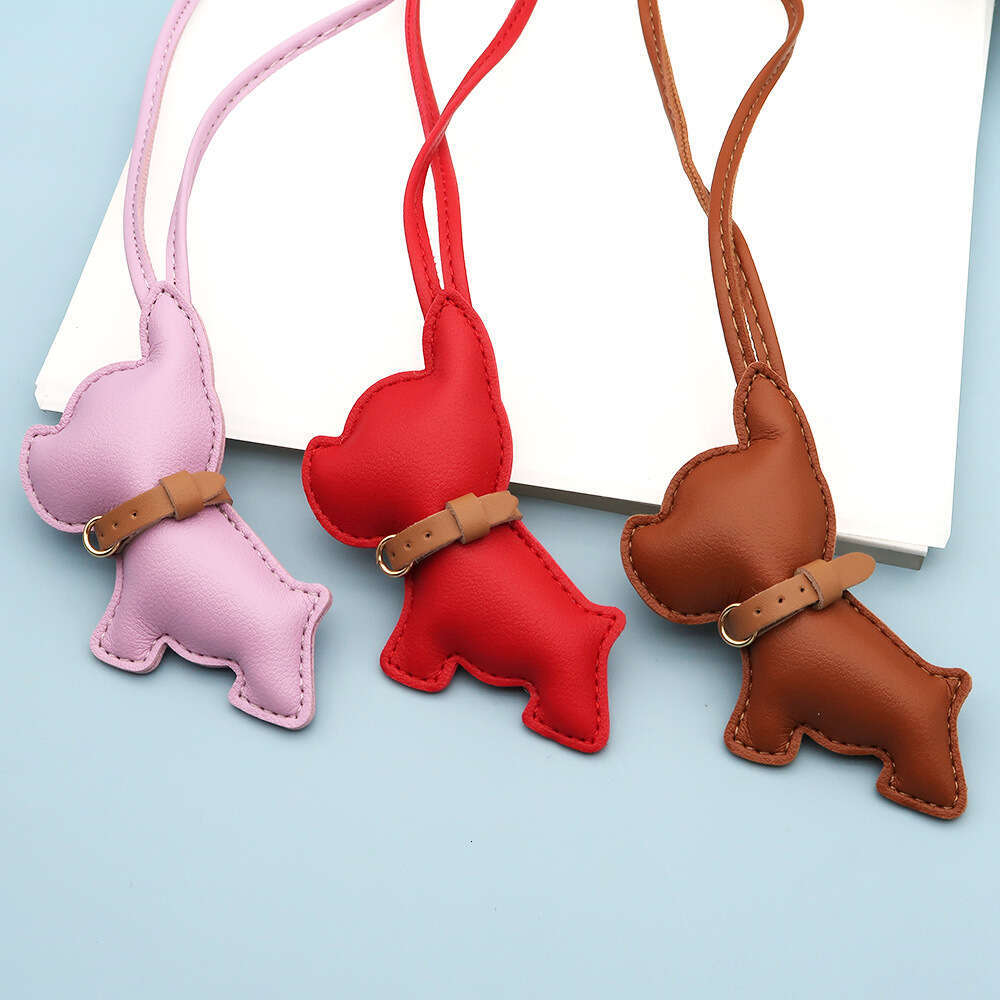 Hot Selling French PU Leather Bag Creative Bulldog Accessories Couple Puppy Car Hanging Ornament Pendant