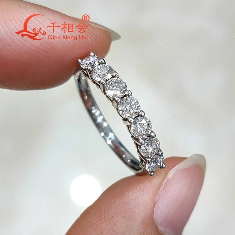 3.5mm 0.2ct Seven Stones Half Eternity Band 925 Sterling Silver Ring D VVS color moissanite Wedding Jewelry Rings Engagement