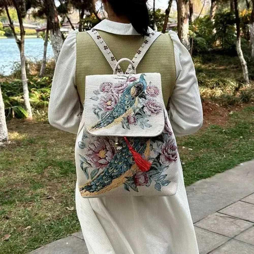 Backpack Bags for Women Embroidery Ethnic Style Streetwear Fashion Casual Vintage Elegant Harajuku Travel Canvas Bag Sports XJ250814