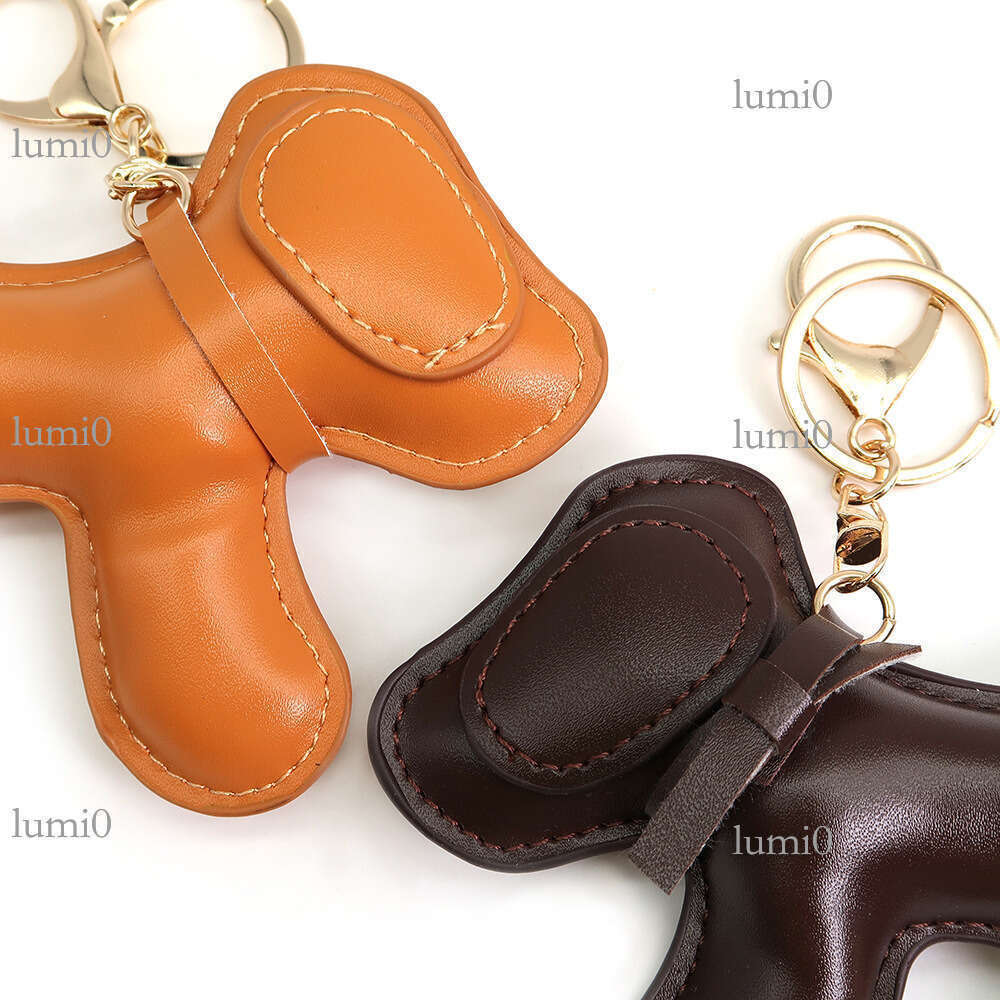 Cute Puppy PU Leather Oil Edge Big Decoration Creative Dog Keychain Bag Pendant