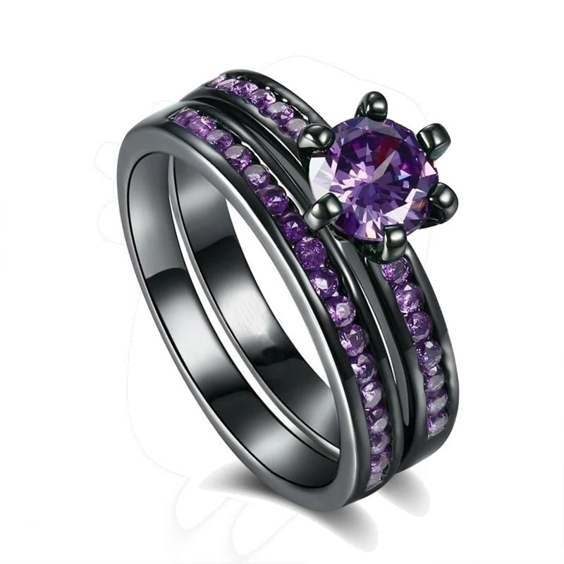 Charm Couple Rings Romantic Purple Set Trendy Men Stainless Steel Celtic Dragon Ring Fashion Jewelry 250811