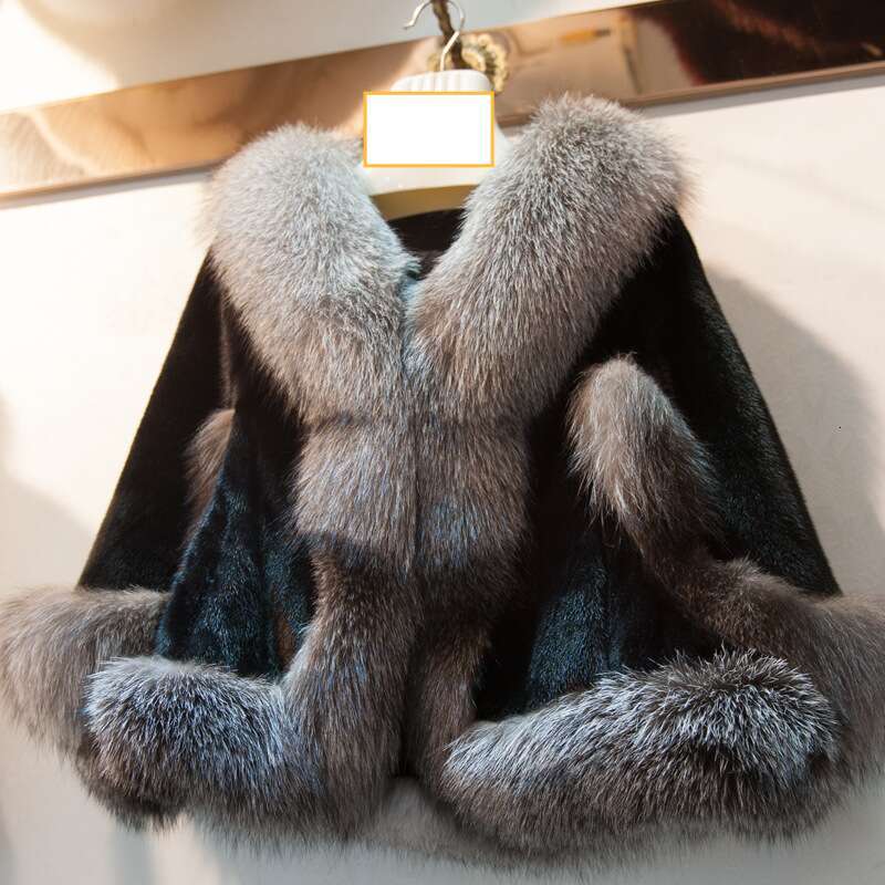 New autumn and winter fur coat, fox fur shawl, warm dress, cheongsam, fur cape coat for women