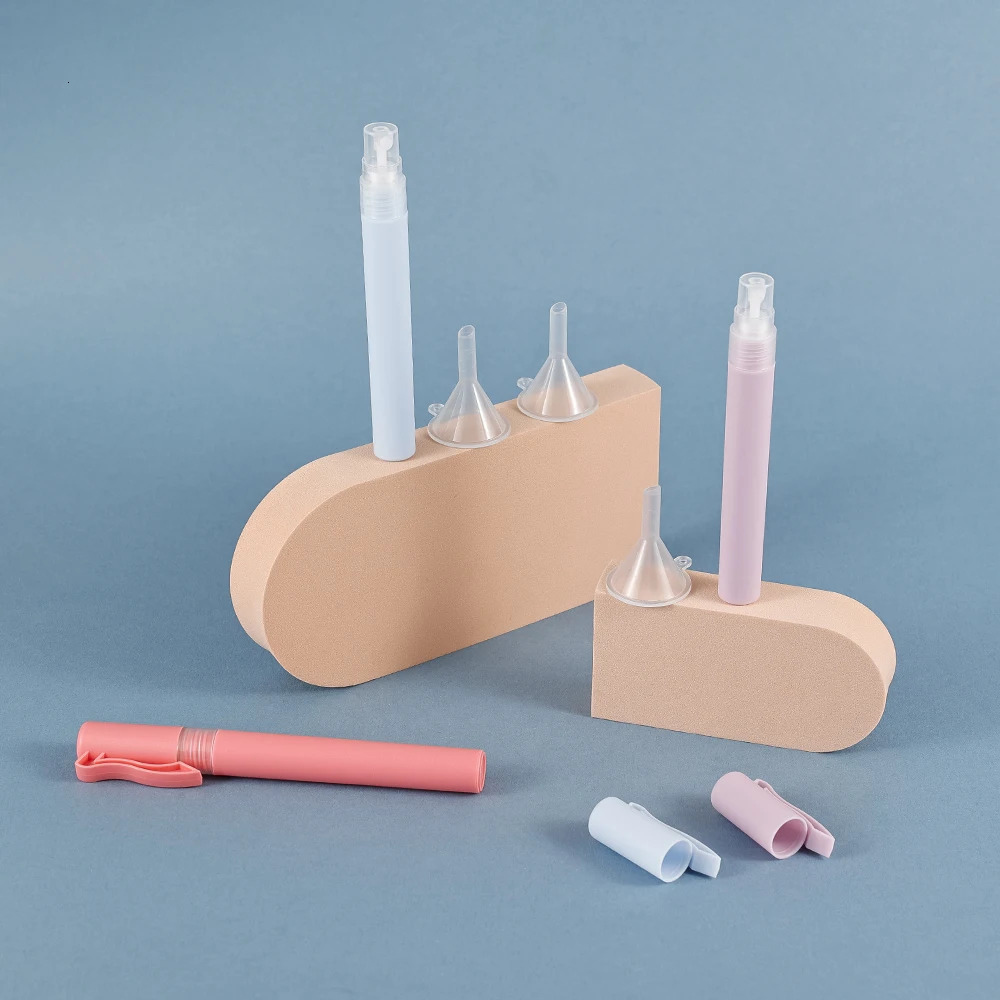 3pcs 10ml0.3oz Spray Bottles for Perfume Travel Cosmetic Frosted empty refillable colored Plastic Pen Shape with 3 Funnels 250813