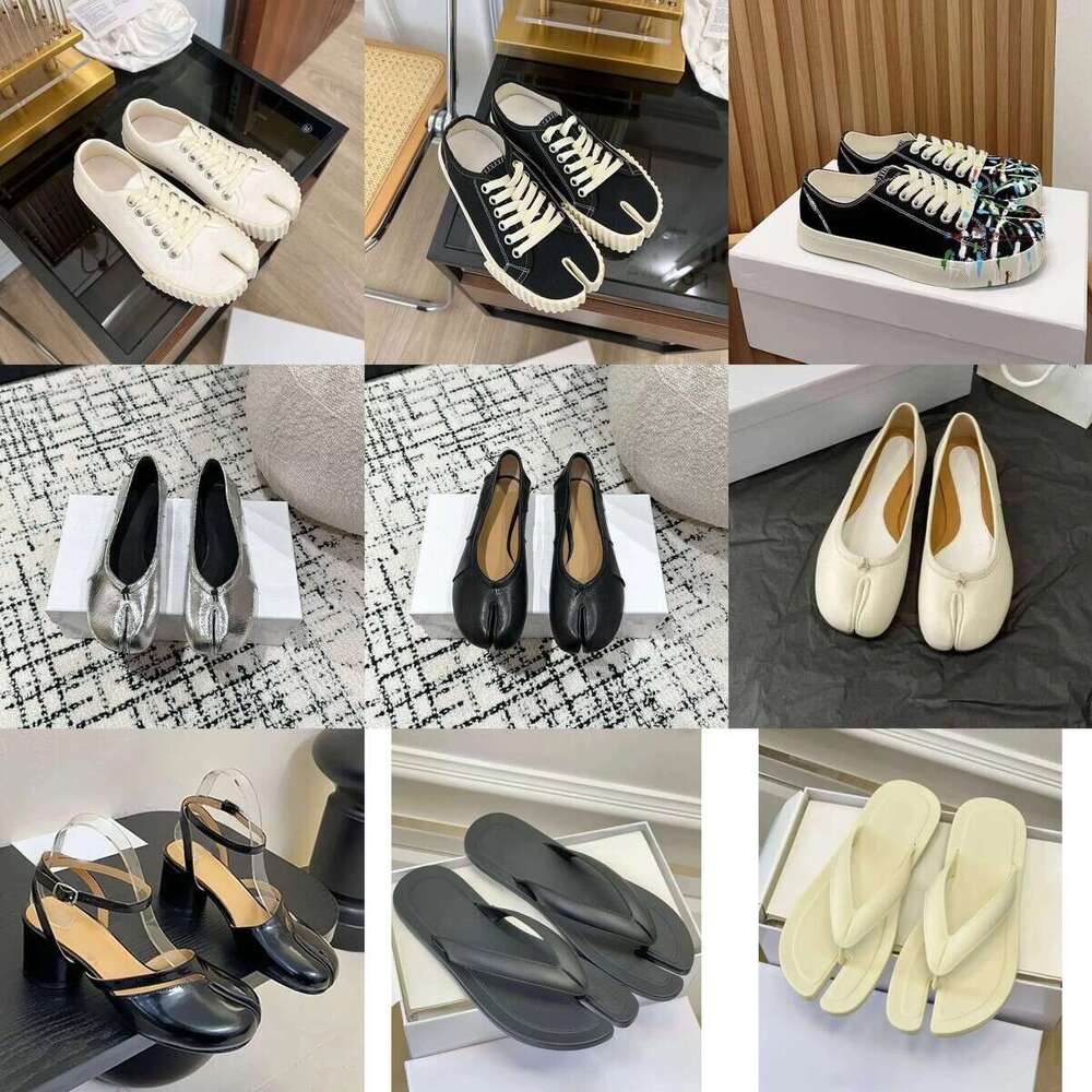 Tabi Ballerina Graffiti Canvas Shoes Women Designer Sandal Half Casual Split Ballef Flat Leather Mirror Quality Ankle Heel Slip Boot