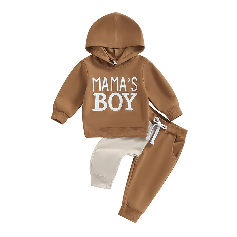 Baby Boy Fall Outfits Classic Long Sleeve Letter Print Hoodie Pants Set Toddler Clothes 250813