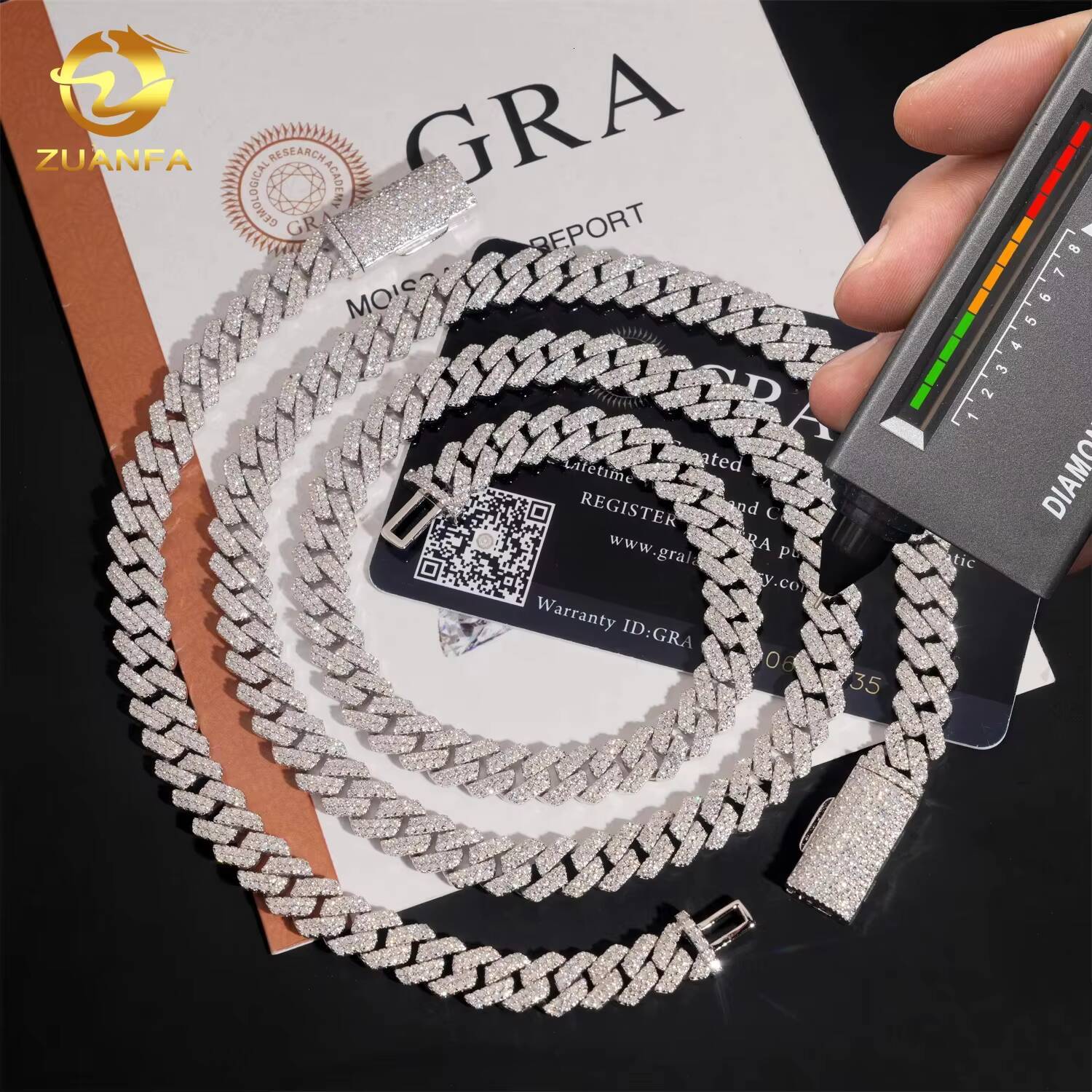 Ready to Ship Classic 8mm Moissanite Hip Hop Jewelry Sier Iced Out Cuban Link Pass Dia Chain