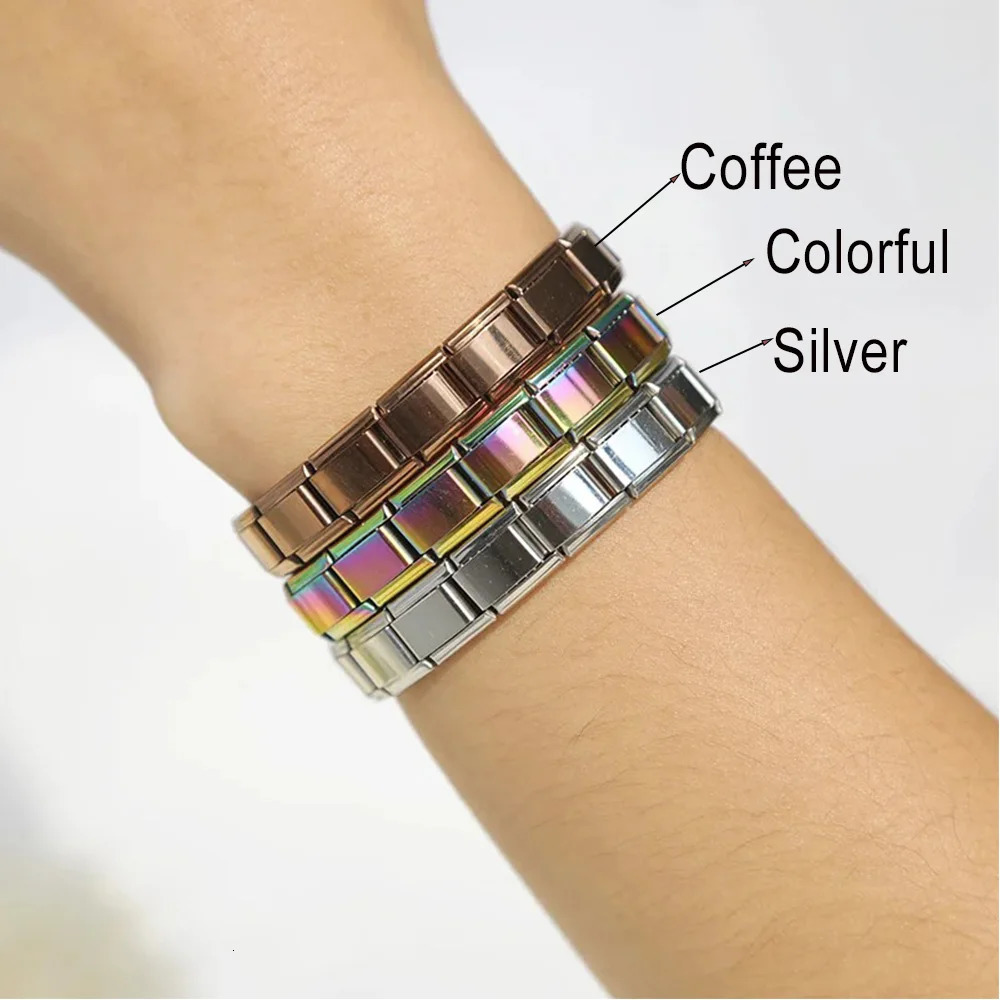 10/20/50/100pcs Italian Charm Stainless Steel 9mm Bracelet Colorful Style for Woman Men Daily GIft DIY Making Jewelry Wholesale 250812