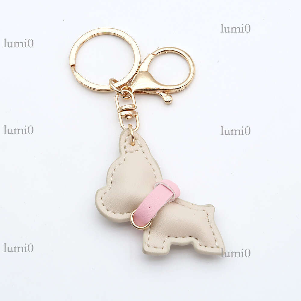 Creative Mini French Bulldog Puppy PU Leather Car Keychain Internet Celebrity Pendant Bag Accessory