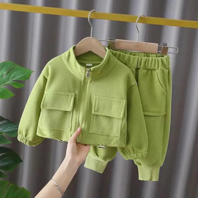 Childrens Spring Autumn Set Girls Fashion Korean version letter ZipperTwo Piece Infant Sports and Leisure Set 0-6Y 250813