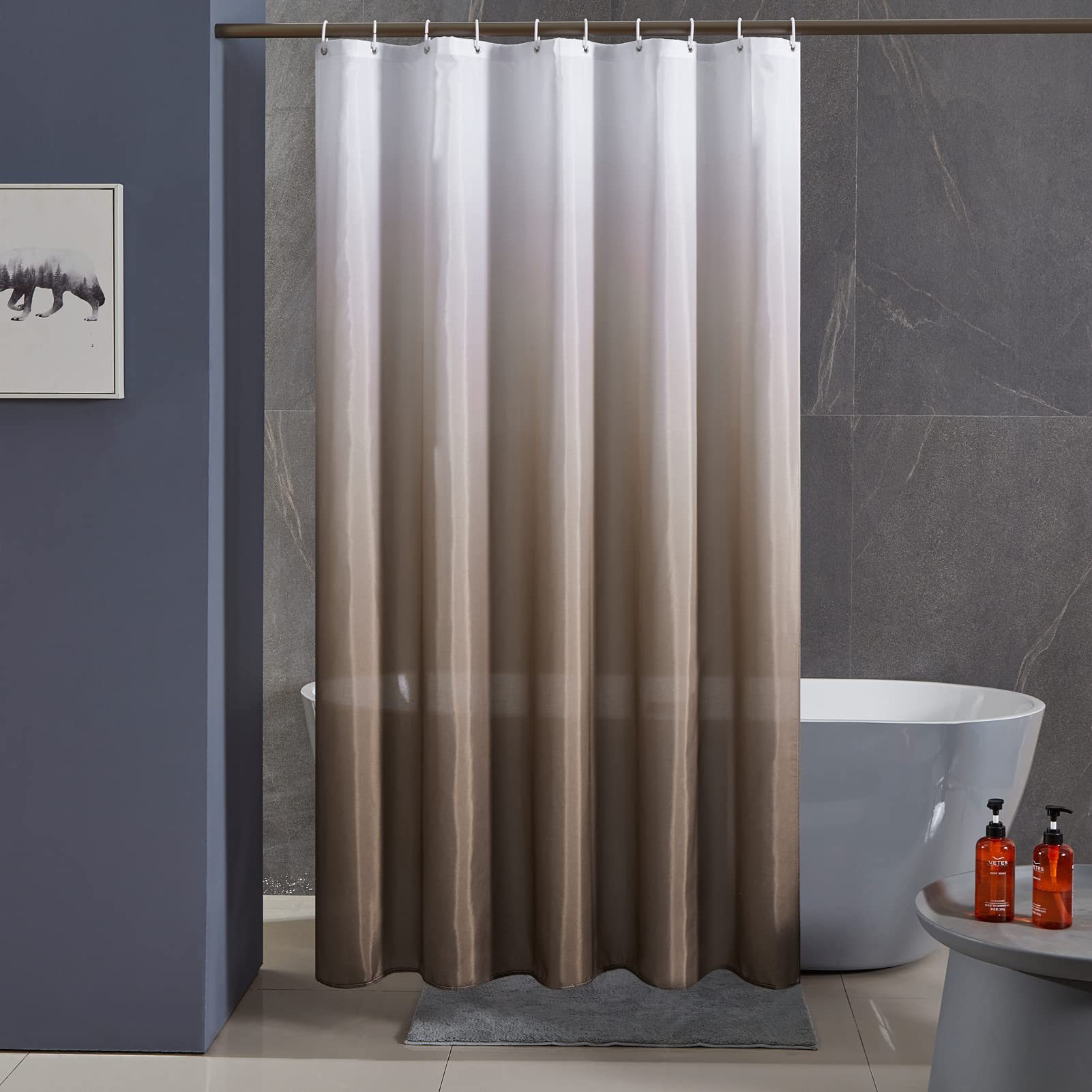 YL-36911 Manufacturer Spot Digital Printed Fabric Shower Curtain Waterproof Thickened Bathroom Partition Curtain with Hook