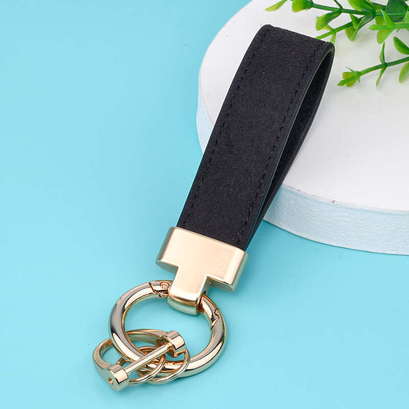 Suede T-shaped Car Keychain Leather Veet Horseshoe Buckle Pendant Personalized Women's Bag Decoration Trendy Small Gift