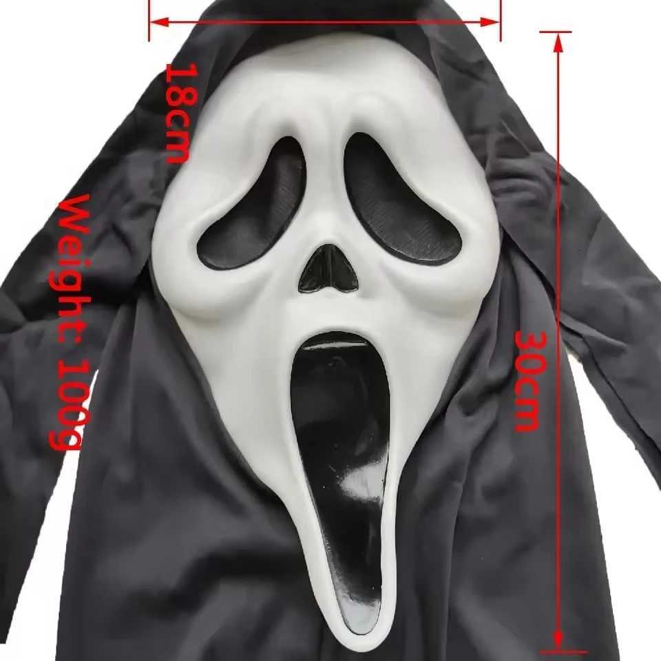 Latex Scream Ghostface Mask Horror Full Head Mask Prank Cosplay Costume Scary Movie Ghostface Props Home Decor Party Supplies Y250814
