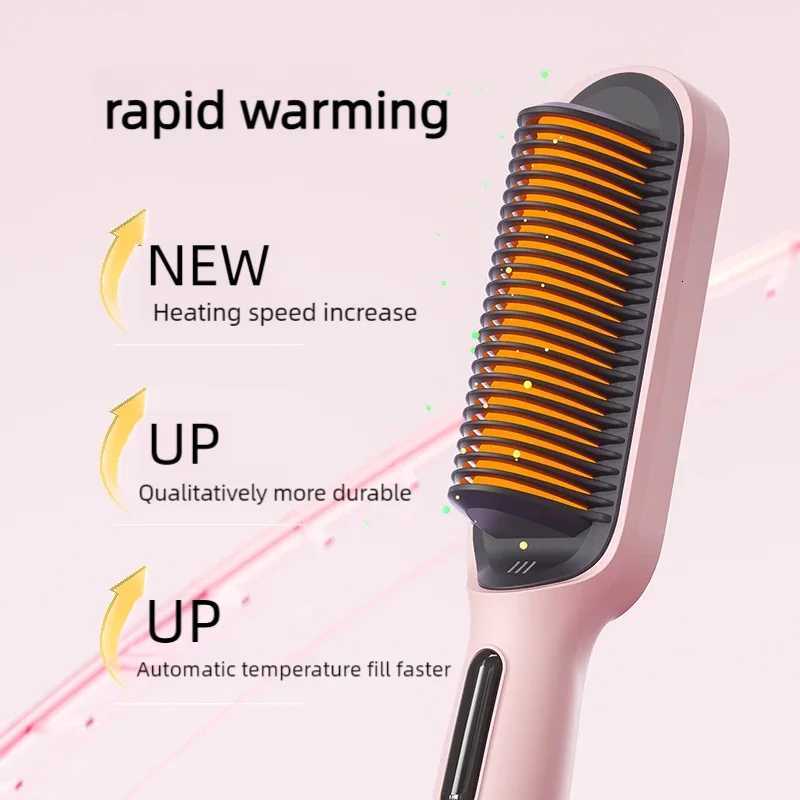 Hair Straightener Negative Ion Straightening Comb - 5000W Ionic Hair Straightener Brush with Ceramic Heating for Frizz Control W250814