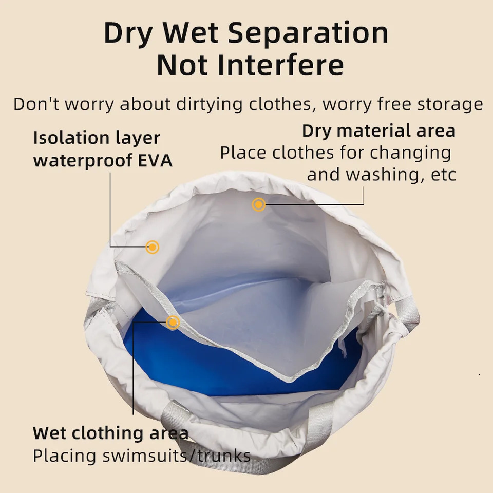 Sunveno Kids Swim Backpack Wet and Dry Separation Drawstring Swim Bag Girls Waterproof Beach Bag Swimming Storage Bag 250813