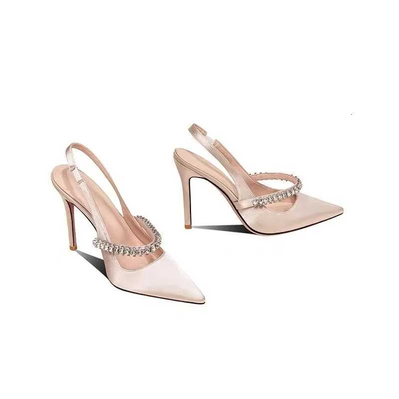 2025 New Womens Water Diamond Slim Heeled Pointed High-heeled Shoes with Headband and Sandals for Womens Singles W250814