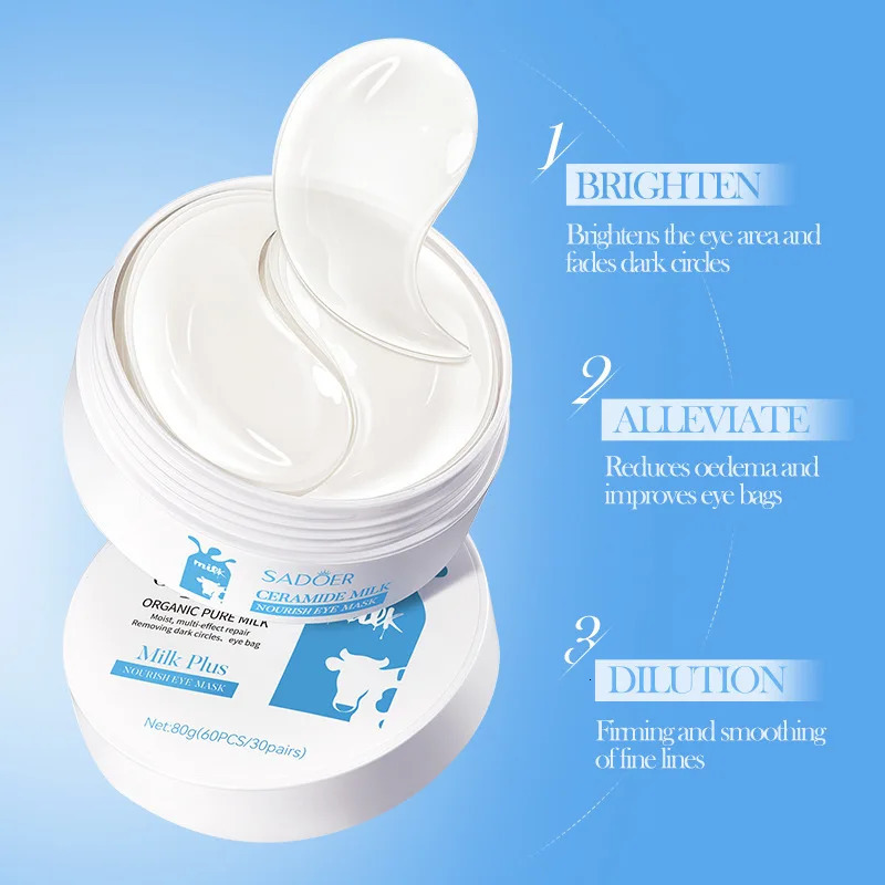 60pcs SADOER Milk Crystal Collagen Eye Mask Dark Circles Eyes Bags Eye Patches Eyes Skin Care 250813