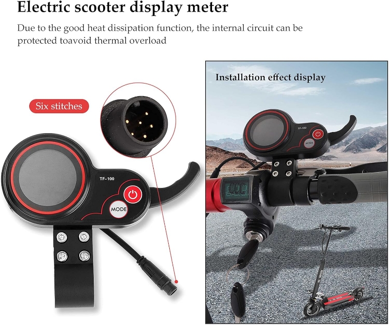 Electric Thumb Throttle with Display 48V/36V TF-100 -5pin/6pin Electric Display Panel Compatible with KUGOO M4/M2 Electric Scooter Controller