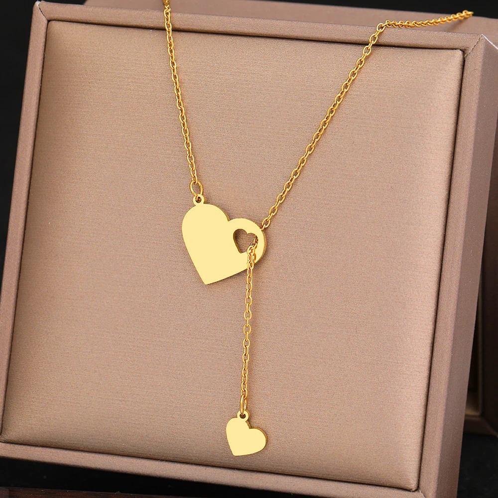Stainless Steel Necklaces Sweet Heart Pendants Chains Charms Choker Fashion Necklace For Women Jewelry Wedding Party Girls Gifts 250811