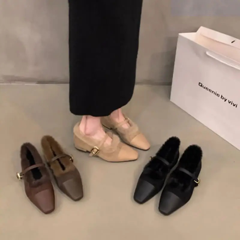 Loafers Fur Shoes Woman Comfortable And Elegant Modis Female Footwear Casual Sneaker On Heels Dress Winter Mary Janes 250809