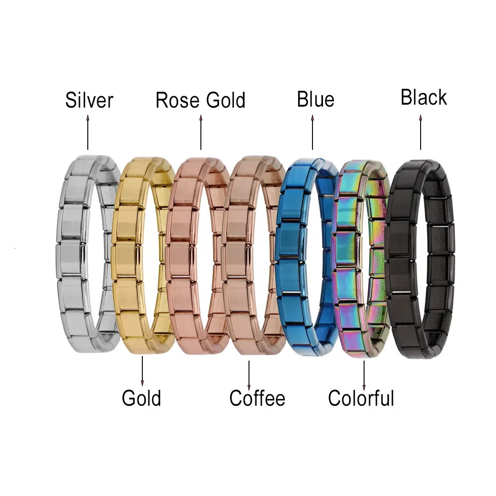 10/20/50/100pcs Italian Charm Stainless Steel 9mm Bracelet Colorful Style for Woman Men Daily GIft DIY Making Jewelry Wholesale 250812