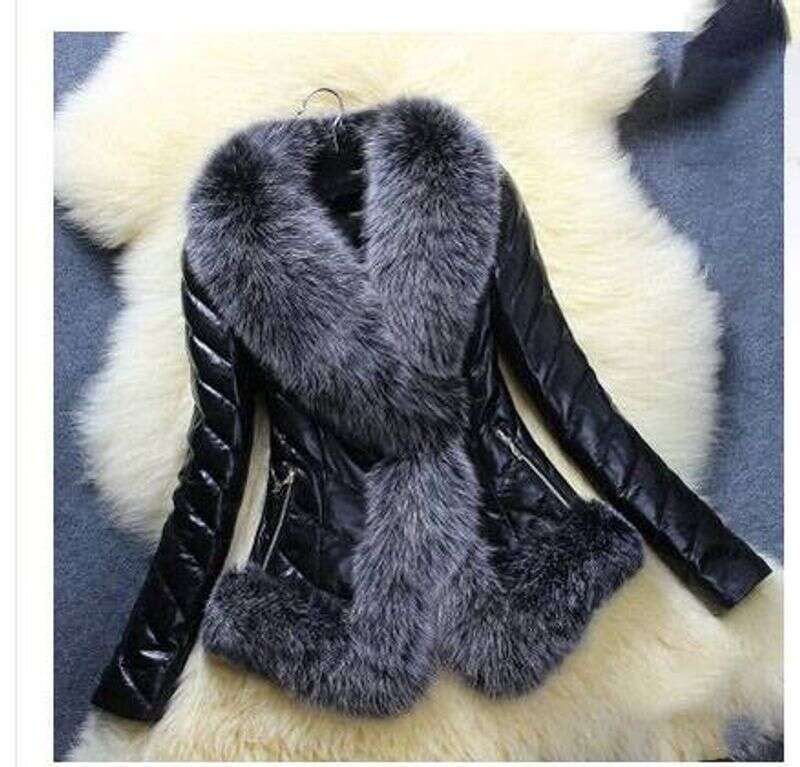 Women's Clothing Pu Down Cotton Large Size Fur Coat