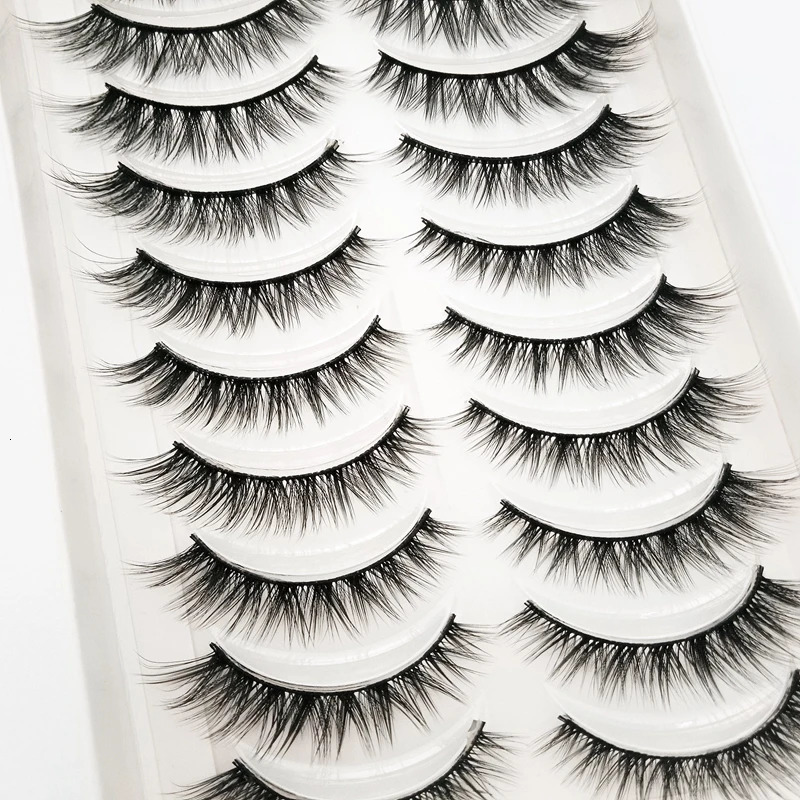 10 pairs fluffy faux mink eyelashes natural long false eyelash handmade volume 3d lashes makeup cils cilios 250811