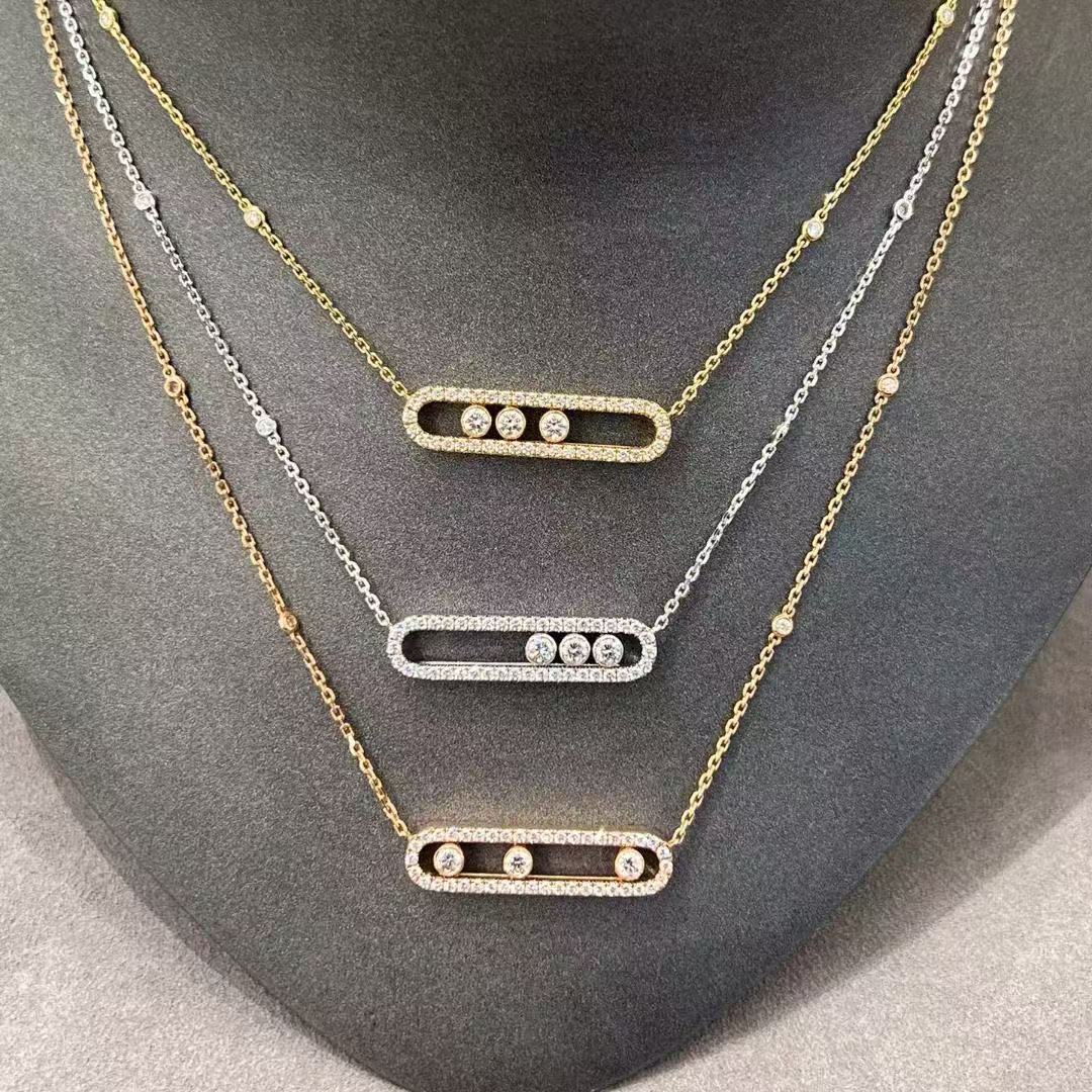 Necklace designer necklace luxury jewelry for women three diamond stainless steel never fades necklace designer high quality pendant necklaces girlfriends gift