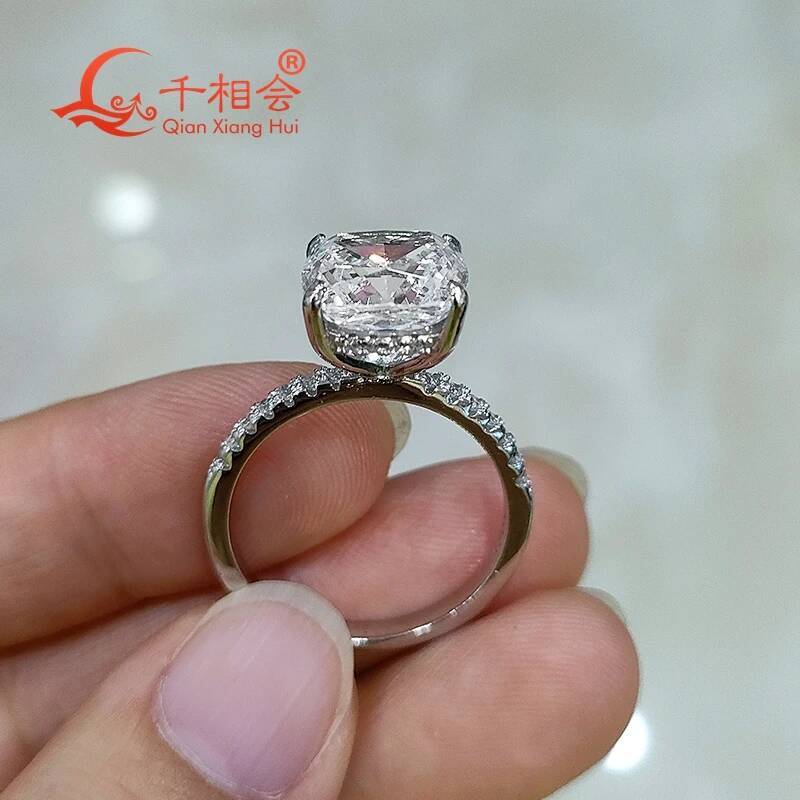 5ct 10x10mm Cushion Cut Moissanite Half Band Ring 925 Sterling Silver D Color VVS round Diamond Wedding Engagement Jewelry