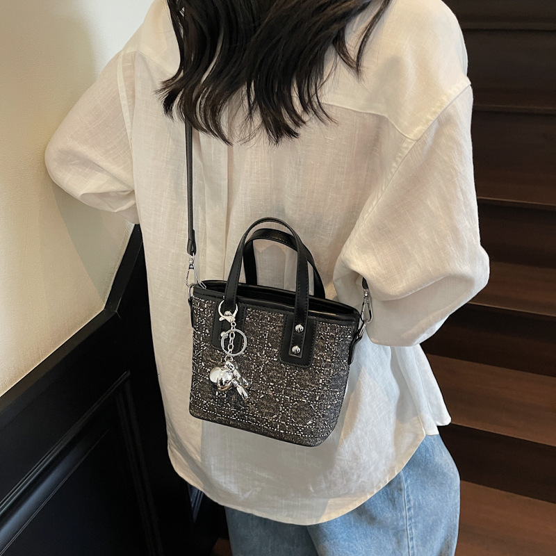 Free Shipping Designer Denim Sequin Bucket Bag New Heavy Craftsmanship High-end Luxury Women's Handbag American Fashion Single Shoulder Crossbody