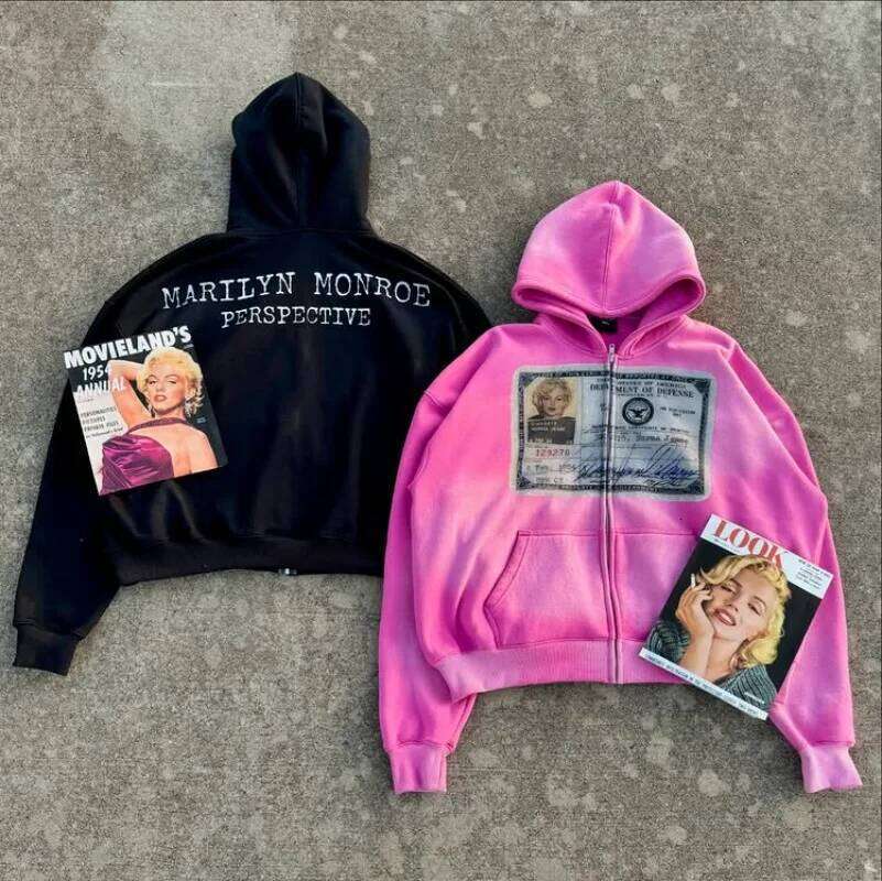 Y2k Retro Autumn For Men Women Printed Personalized Patterns Street Style Streetwear Hoodies Cardigan Long Sleeve Tops