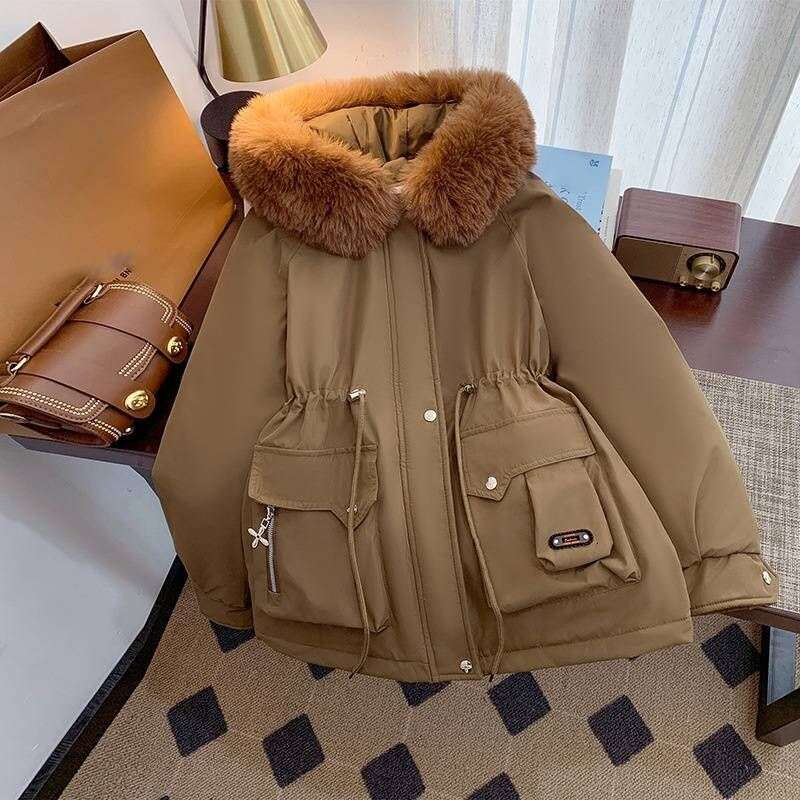 Women Winter Jacket Parka Warm Loose Long Coat Wool Liner Hooded Jacket Clothes Fur Collar Thick Snow Wear Fashion Padded Parka