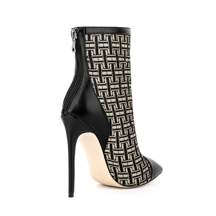 Chengdu Artisan Women's Stiletto Mesh Boots Pointed Toe 8cm/10cm/12cm Ultra-High Heel Breathable Ankle Boots with Rear Zipper