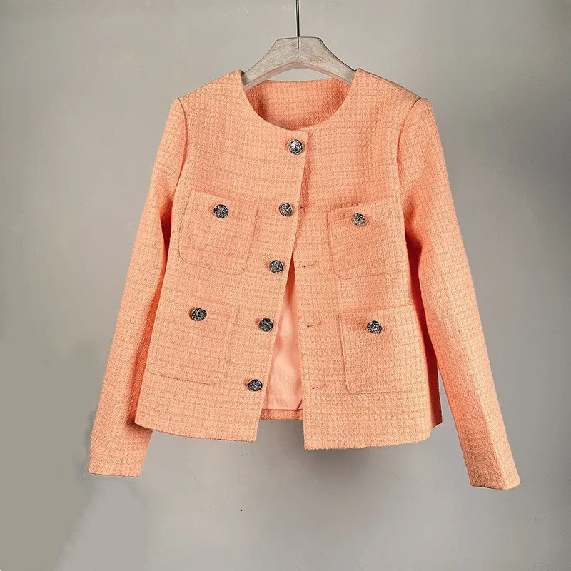Spring and Autumn Fashion Age-Reducing Petite Height-Enhancing Elegance-Style Long-Sleeve Jacket for Women Short Tweed French Top