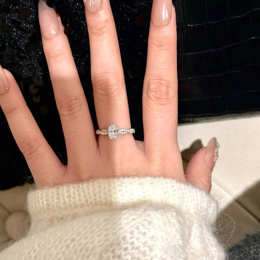 NKHOG 1CT Oval Moissanite Rings Women 925 Sterling Silver Wedding Anniversary Diamond Band Fine Jewelry GRA Certified Wholesale