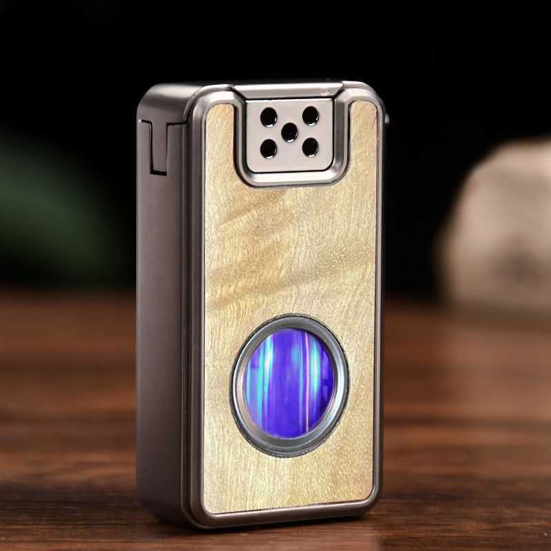 Windproof Dual-Flame Refillable Butane Torch Lighter with Adjustable Jet Wood Grain Design Cigarette Accessory Man Dad giftT250301