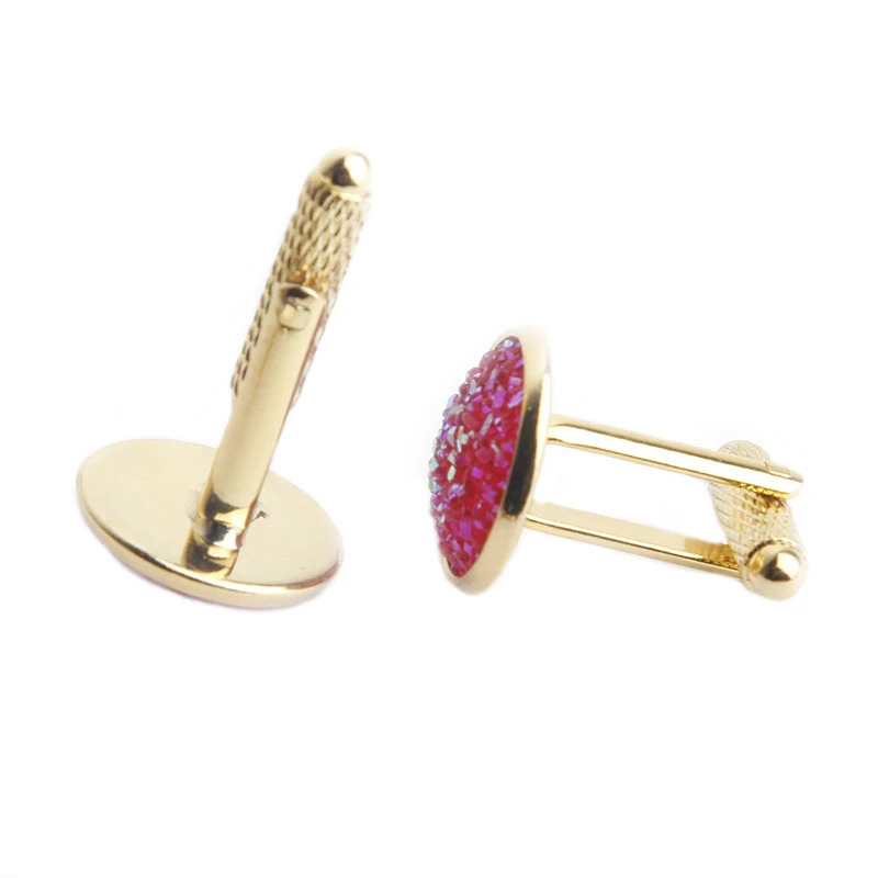 Simple Fashion Shirt Cufflinks for Men Drusy Rhinestones Cuff Links Round Sleeve Button Christmas Gifts Mens Cuff link Gemelos 250812