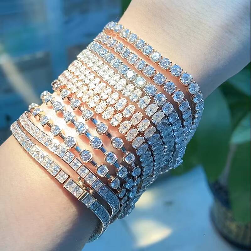 Starsgem 925 Gold Plated Sterling Silver 3mm 4mm 5mm Diamond Necklace Jewelry Gemstone Moissanite Tennis Chain