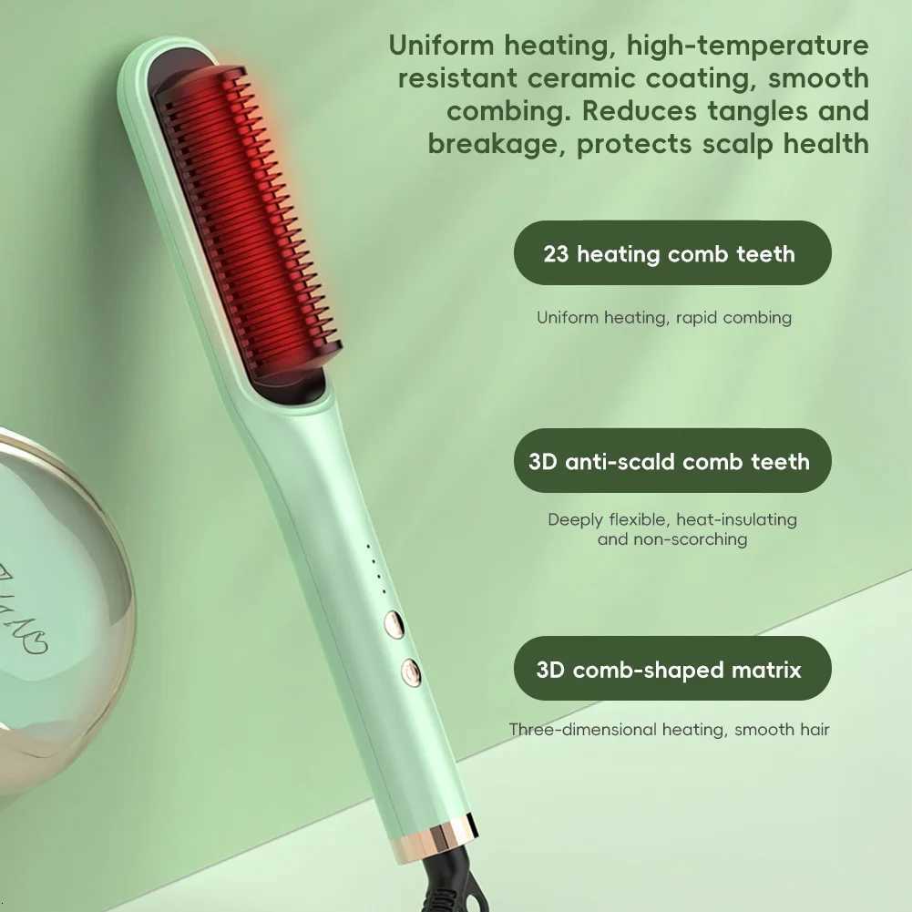 Electric Hot Comb Multifunctional Straight Hair Straightener Comb Negative Ion Anti-Scalding Styling Tool Straightening Brush W250814