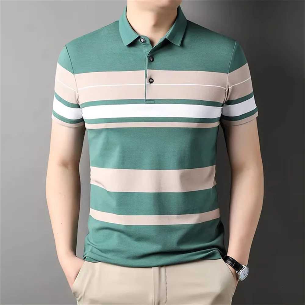 Mens Polo Shirt Business Casual Summer Short Sleeves Tops Pattern Print Button T Shirt Loose Fashion Polo T Shirt XJ250804